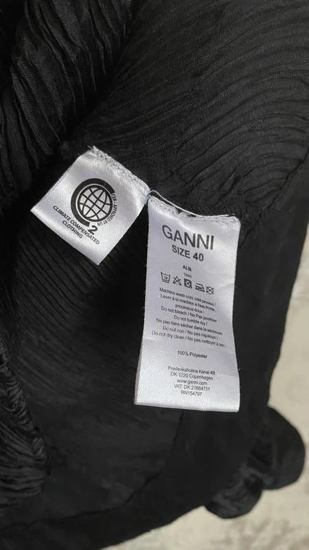 Ganni black pleated shirt blouse - view 6