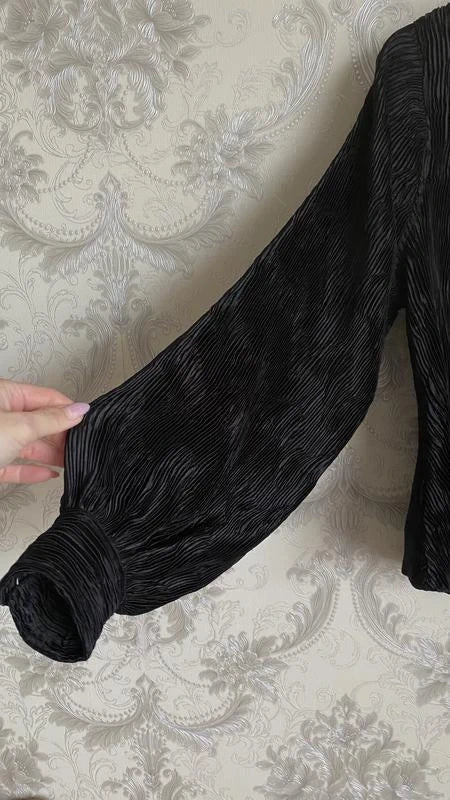 Ganni black pleated shirt blouse - view 5