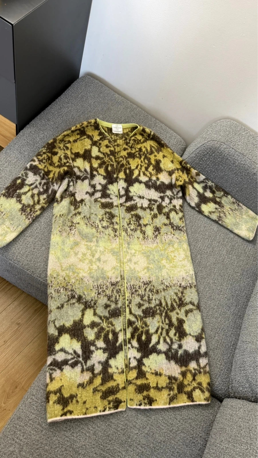 Forte Forte jacquard bloom mist alpaca wool long cardigan