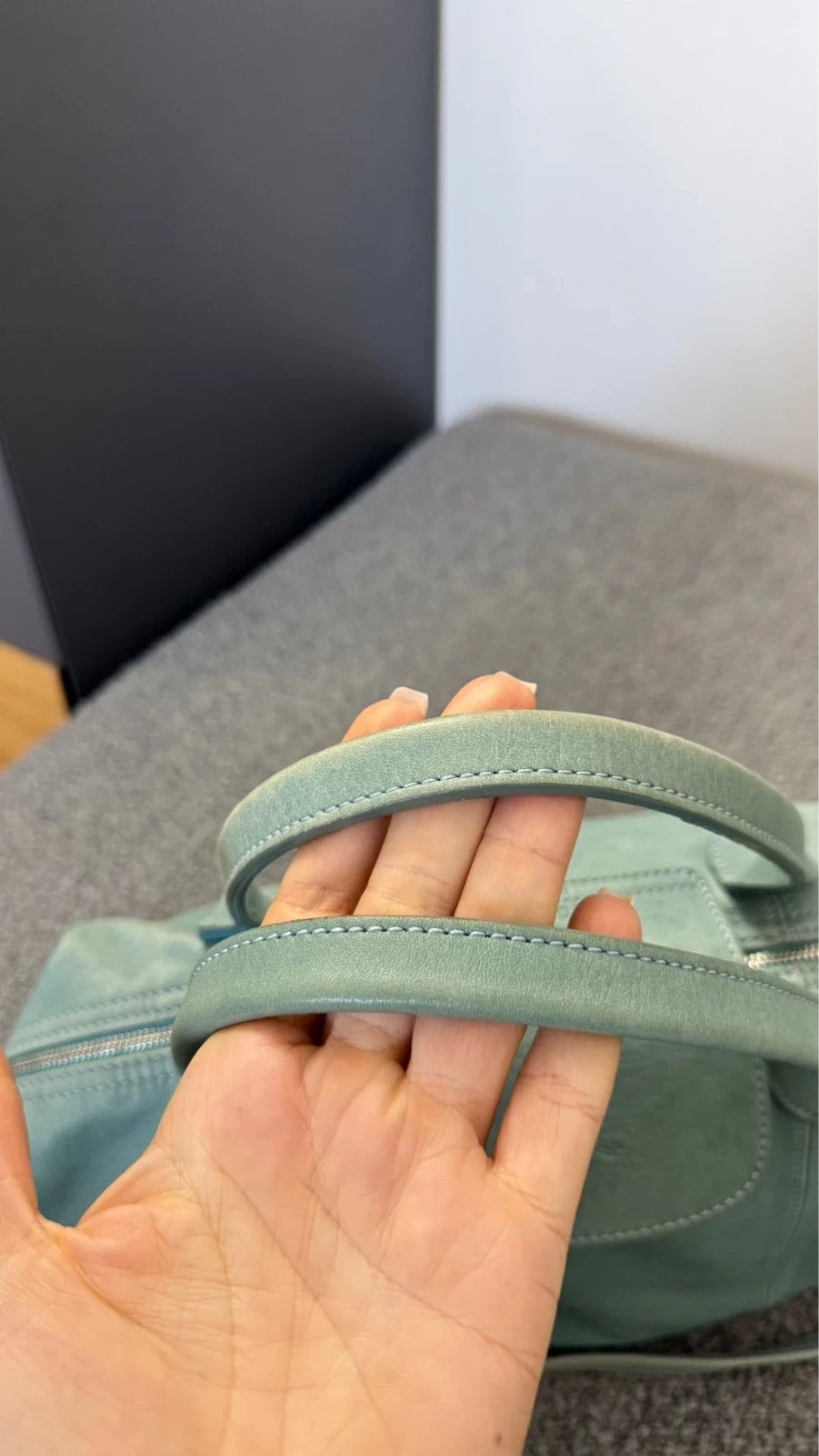 Longchamp le pliage turquoise mint leather handbag - view 3