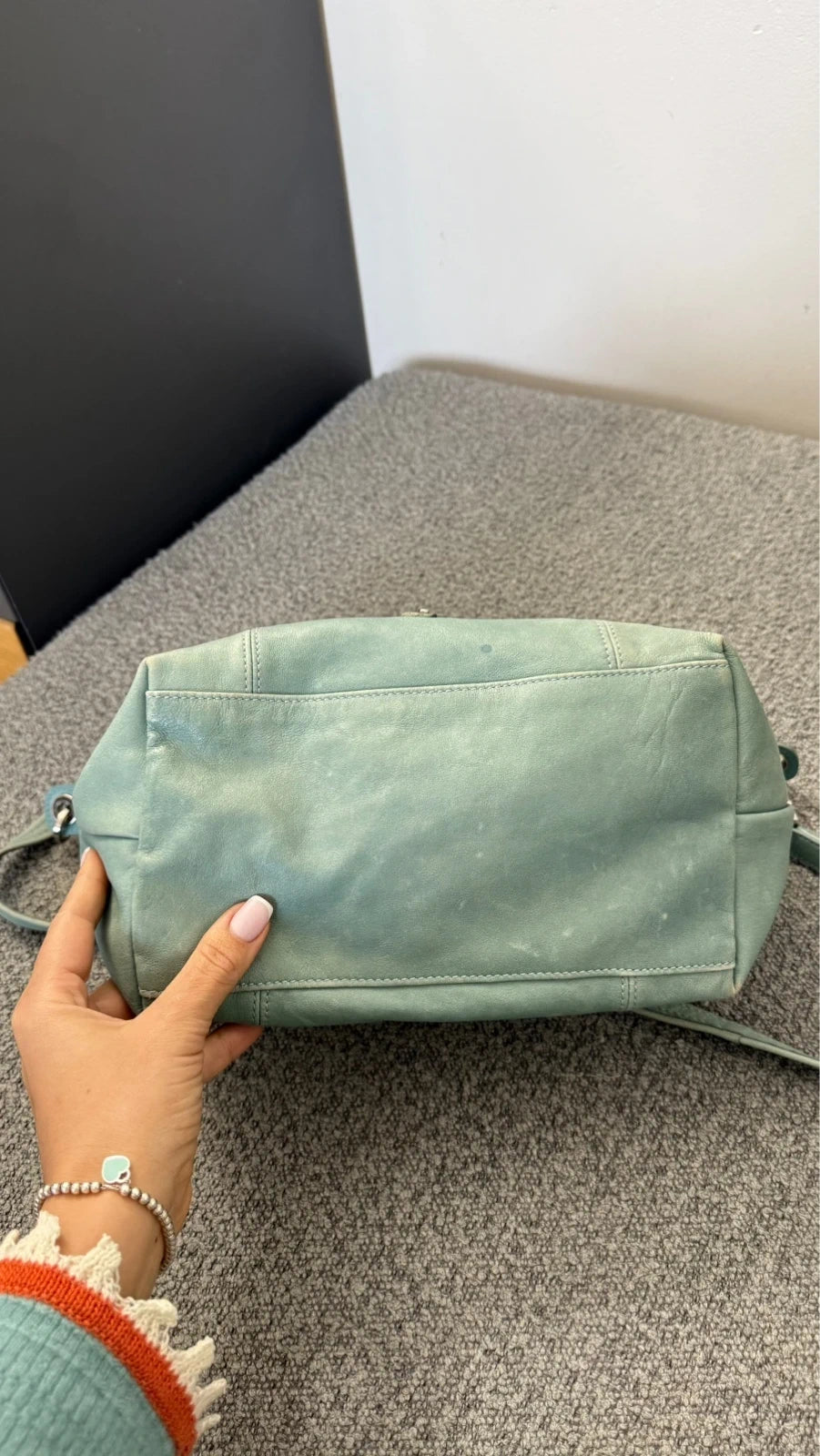 Longchamp le pliage turquoise mint leather handbag - view 7
