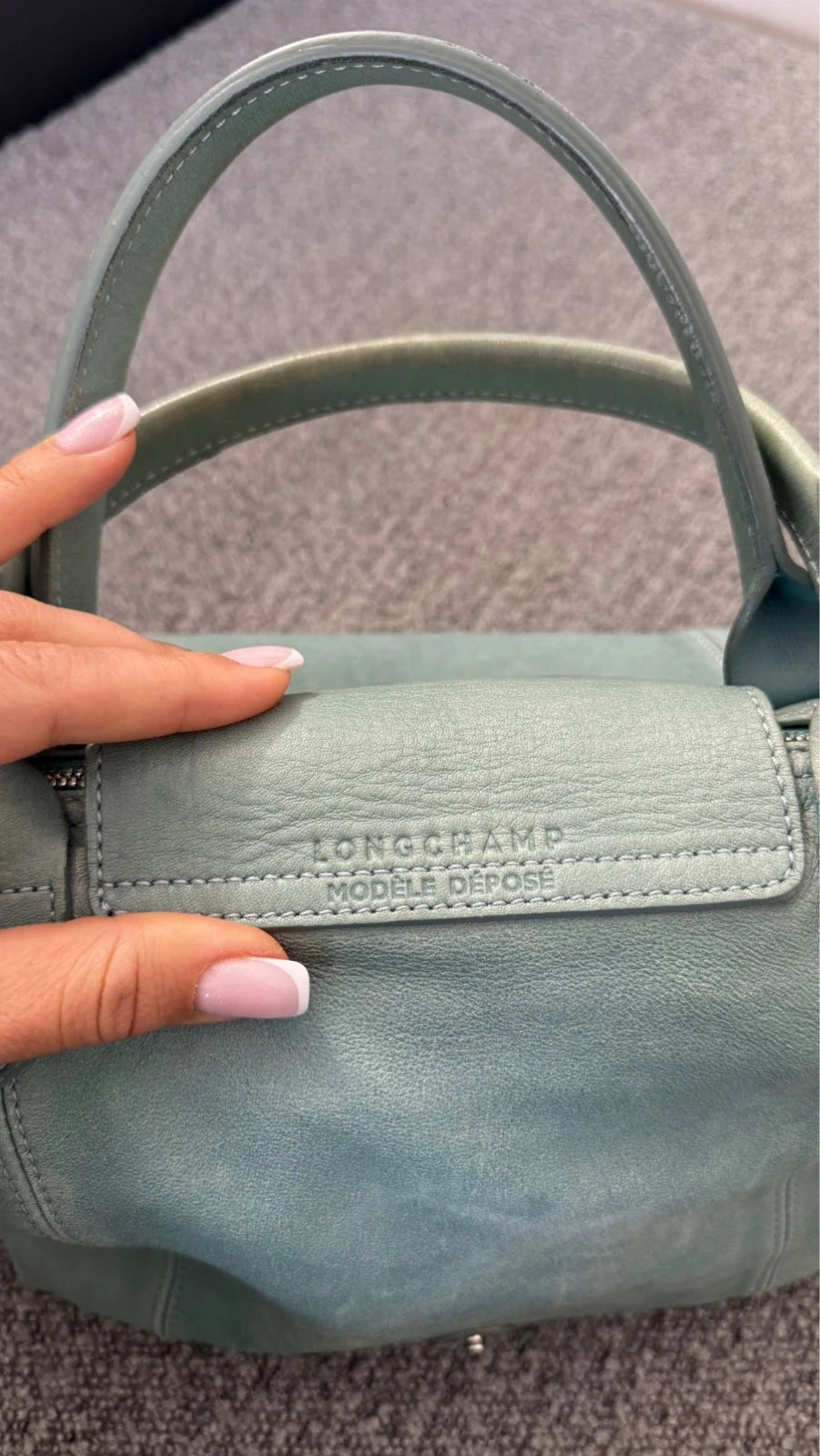Longchamp le pliage turquoise mint leather handbag - view 9