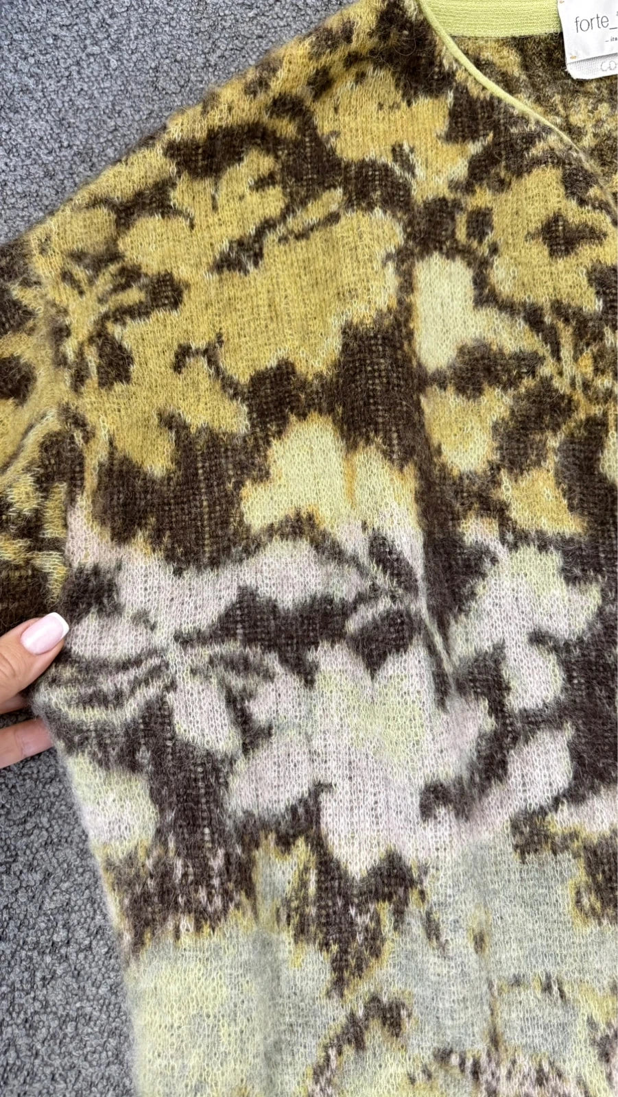 Forte Forte jacquard bloom mist alpaca wool long cardigan - view 5