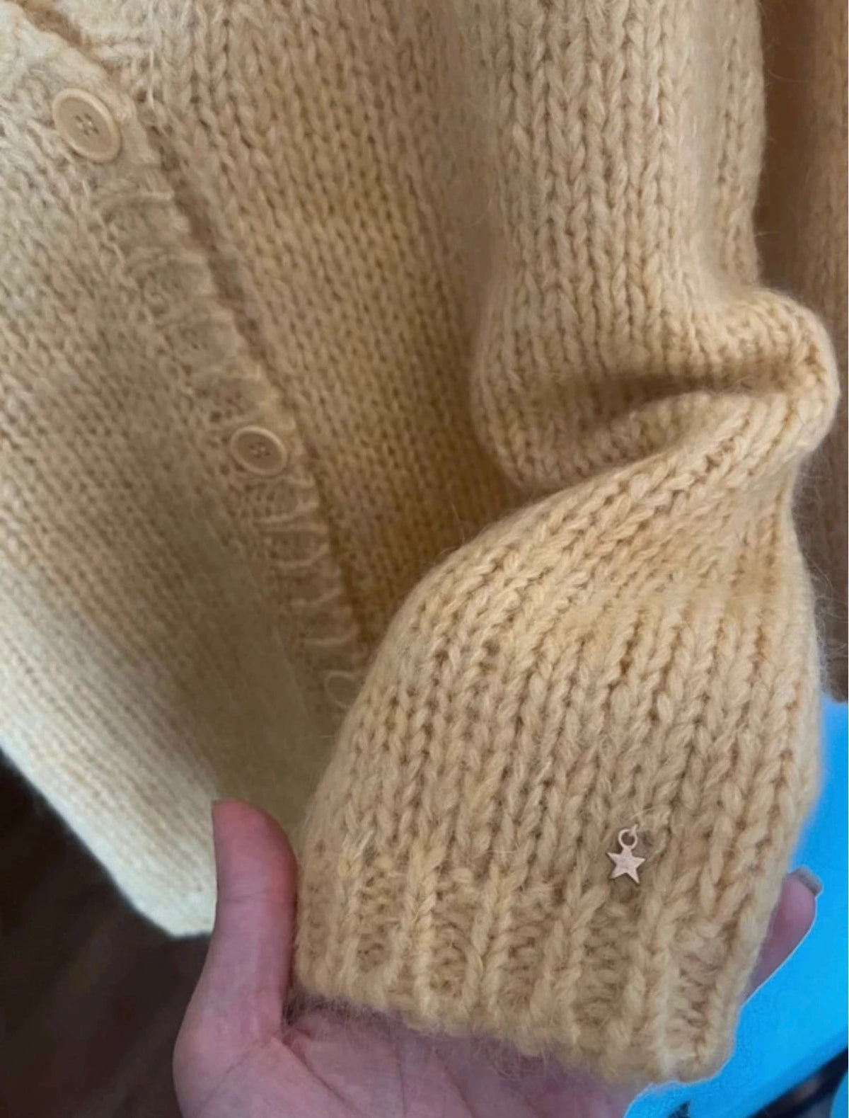 Des Petits Hauts yellow kid mohair silk wool blend cardigan - view 6