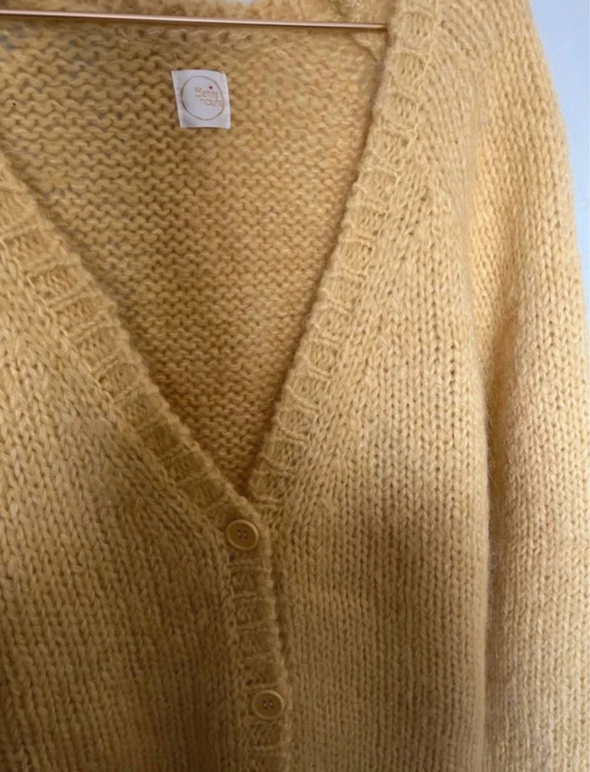 Des Petits Hauts yellow kid mohair silk wool blend cardigan - view 4