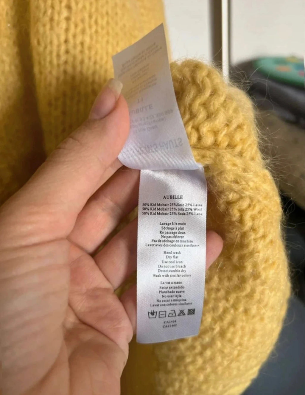 Des Petits Hauts yellow kid mohair silk wool blend cardigan - view 9
