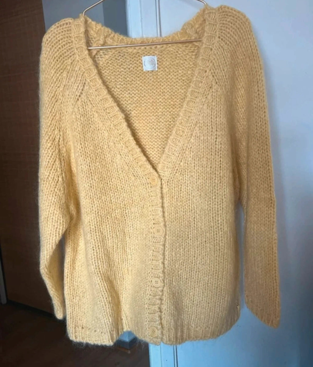 Des Petits Hauts yellow kid mohair silk wool blend cardigan - view 2