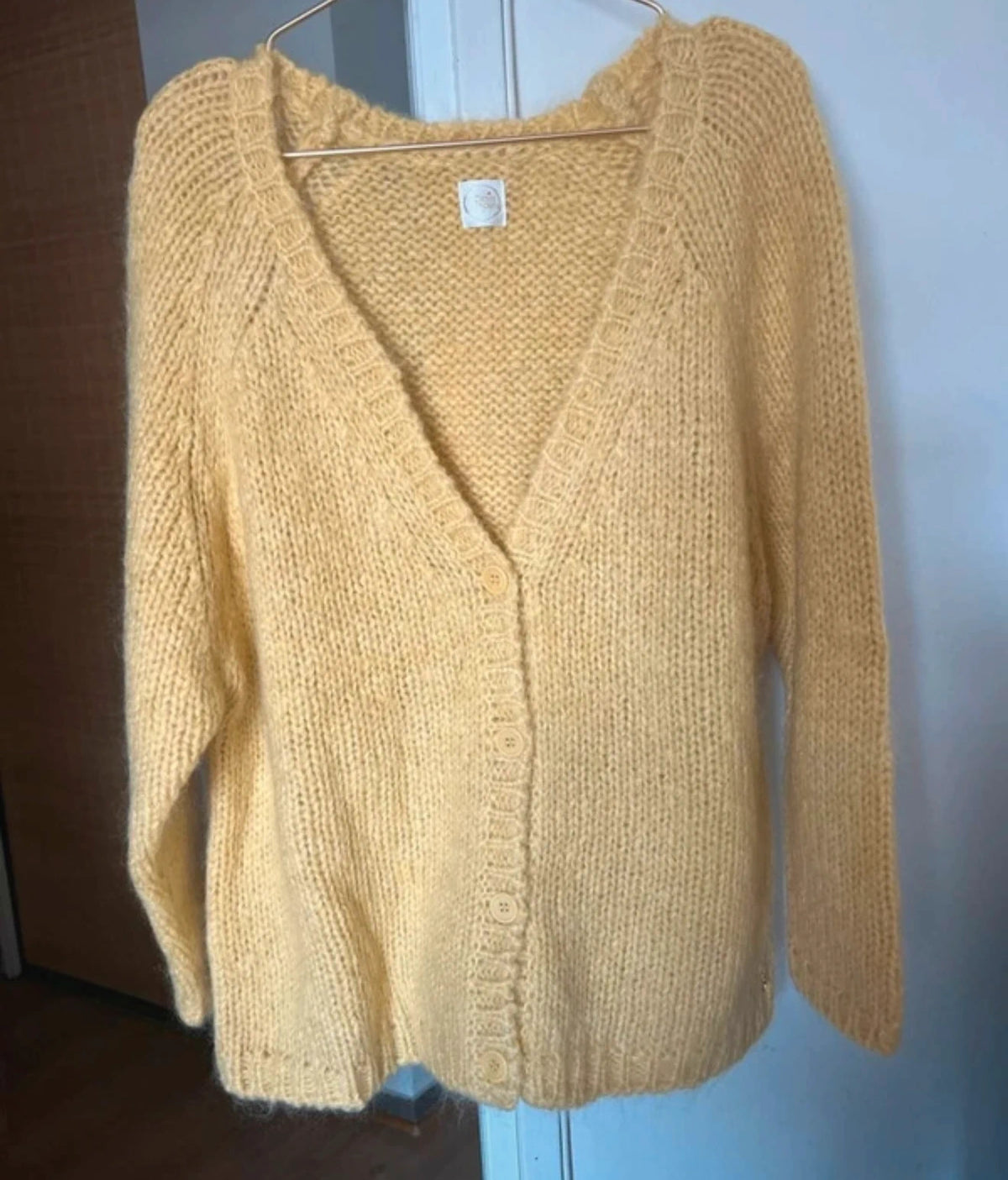 Des Petits Hauts yellow kid mohair silk wool blend cardigan - view 2