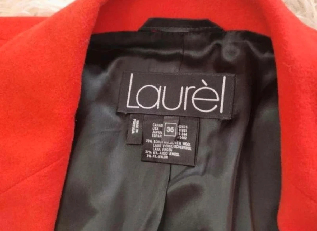 Laurèl by Escada coral wool angora embroidered blazer coat - view 2