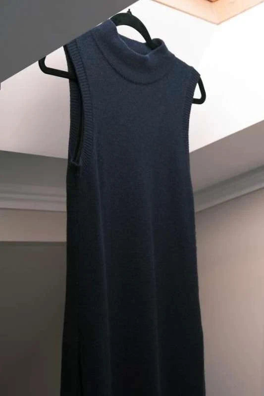 Joseph Joy navy wool cashmere silk long dress - view 2