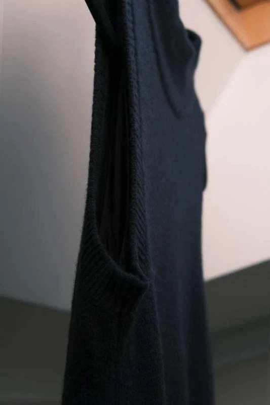 Joseph Joy navy wool cashmere silk long dress - view 4