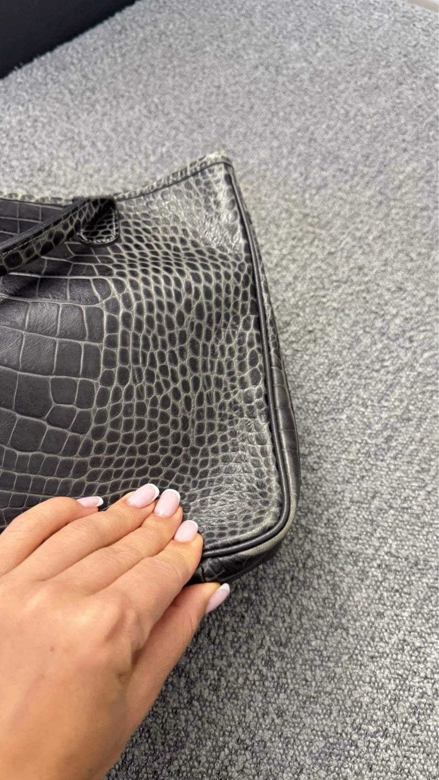Longchamp roseau croco grey leather bag - view 10