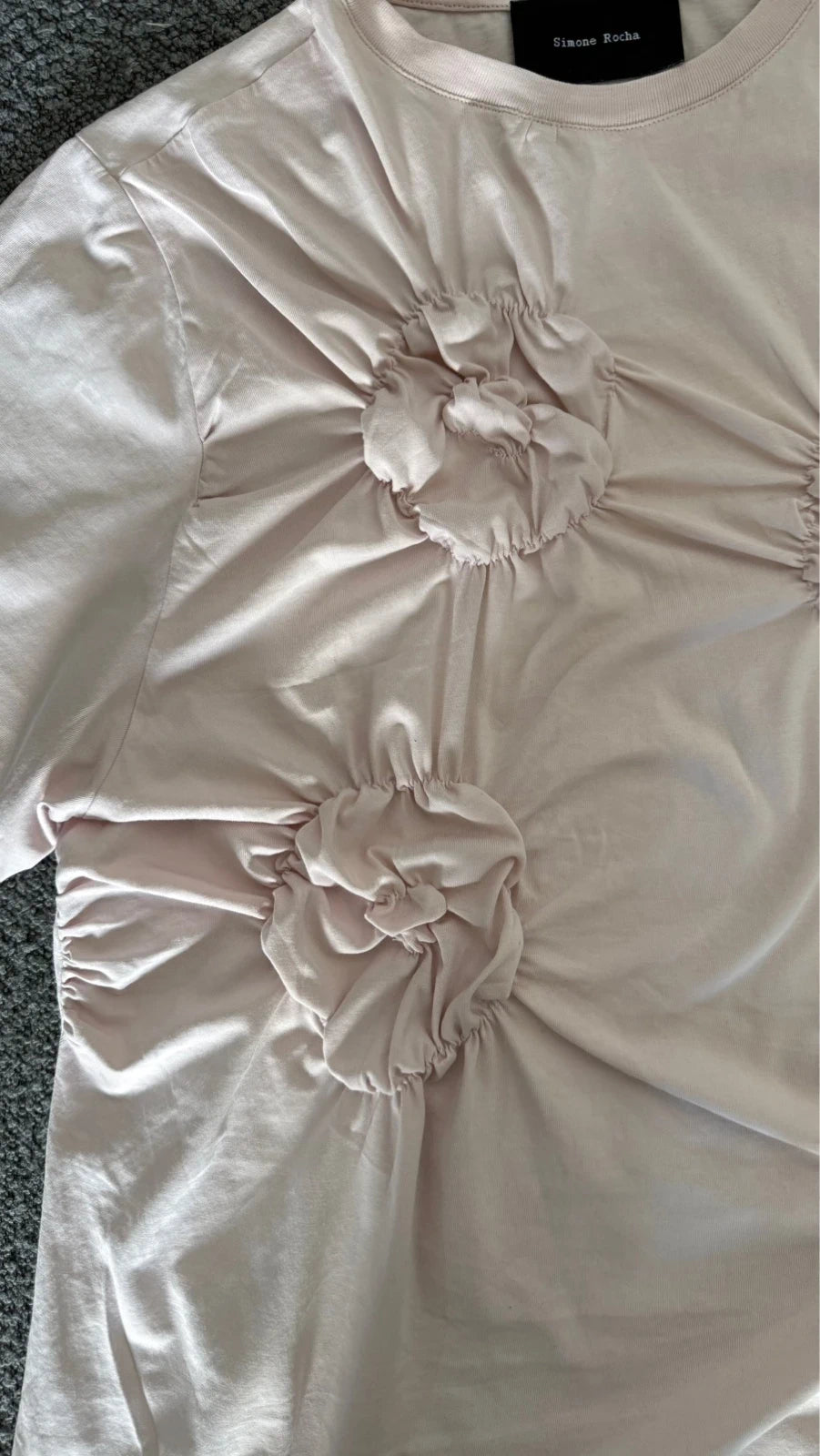Simone Rocha pink ruched flower t-shirt - view 5