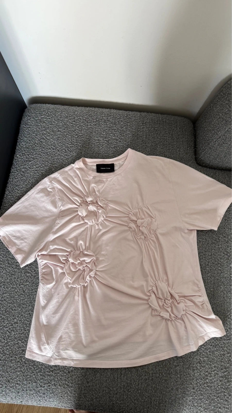 Simone Rocha pink ruched flower t-shirt