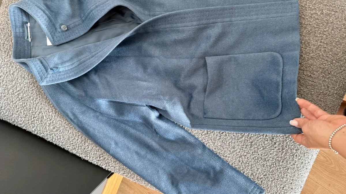 Max Mara blue wool angora cashmere blend coat - view 6