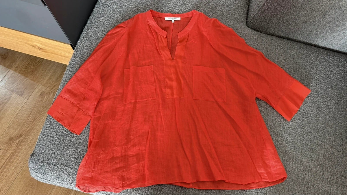 Gerard Darel red ramie silk blouse size L - view 2