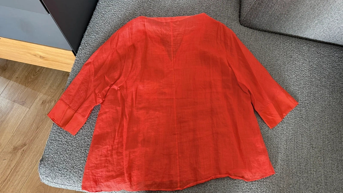 Gerard Darel red ramie silk blouse size L - view 7