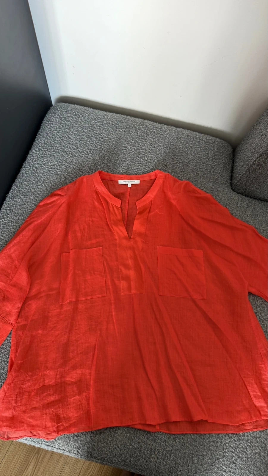 Gerard Darel red ramie silk blouse size L