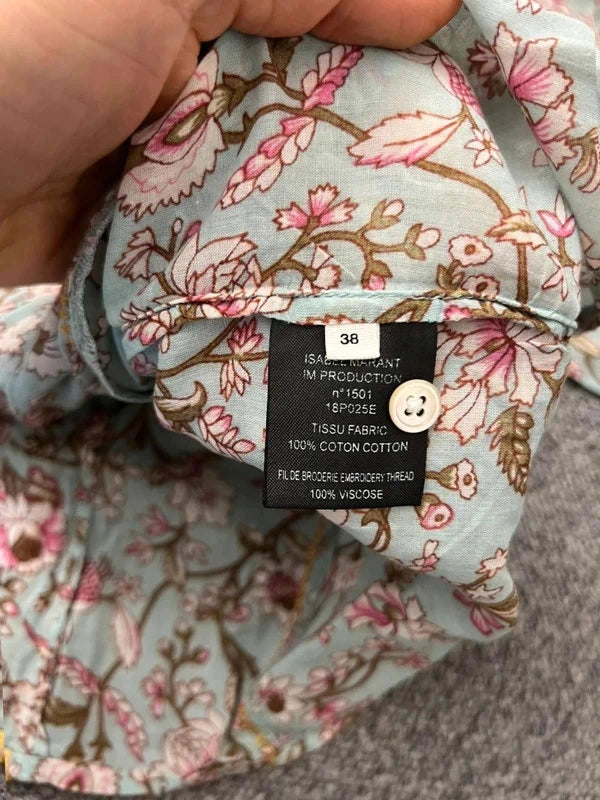 Isabel Marant blue floral cotton embroidered shirt blouse - view 8