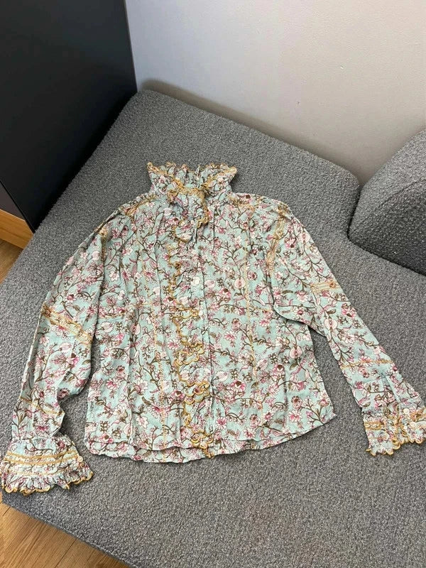 Isabel Marant blue floral cotton embroidered shirt blouse