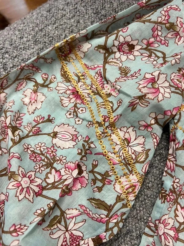 Isabel Marant blue floral cotton embroidered shirt blouse - view 6