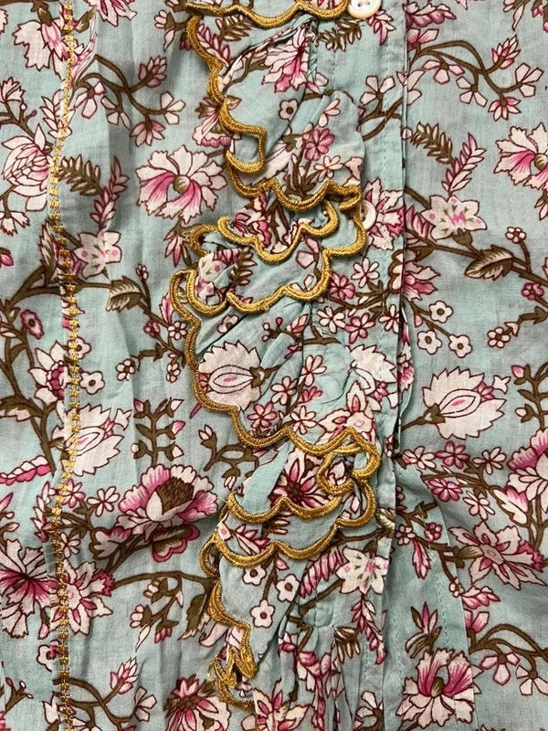 Isabel Marant blue floral cotton embroidered shirt blouse - view 3