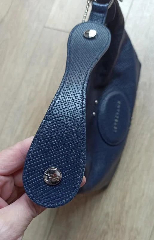 Longchamp quadri navy blue leather hobo bag - view 6
