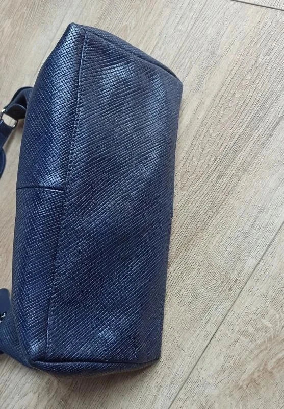 Longchamp quadri navy blue leather hobo bag - view 7