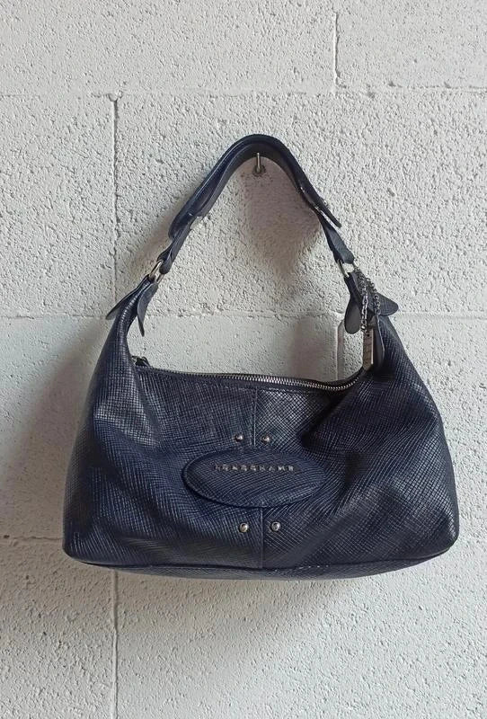 Longchamp quadri navy blue leather hobo bag - view 2