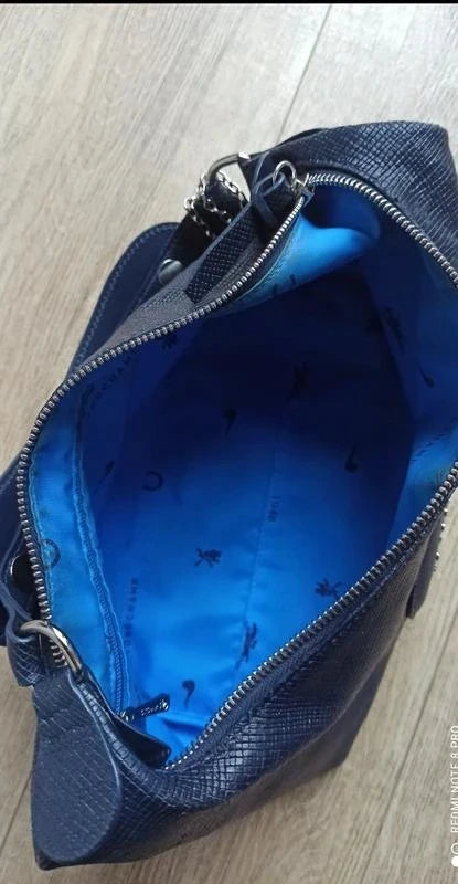 Longchamp quadri navy blue leather hobo bag - view 8