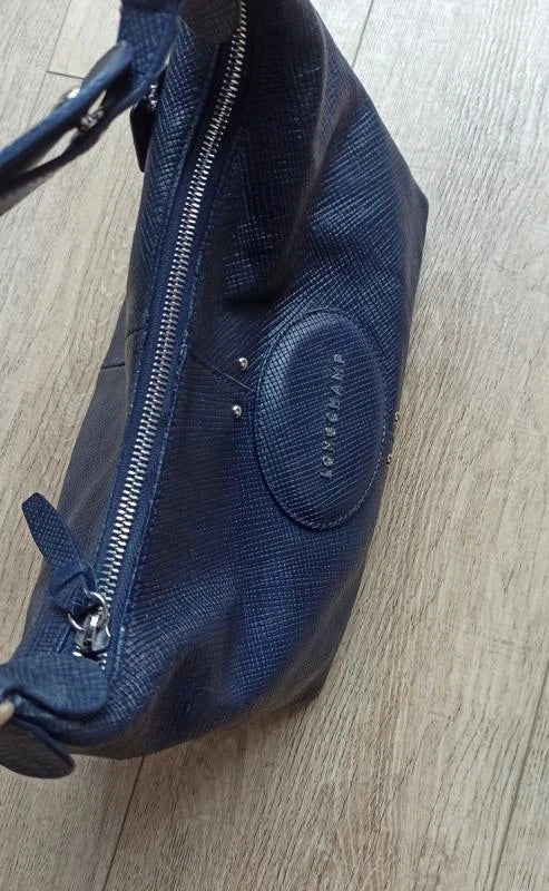 Longchamp quadri navy blue leather hobo bag - view 4