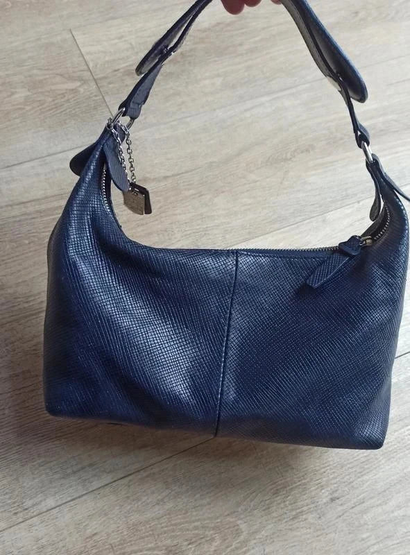 Longchamp quadri navy blue leather hobo bag - view 3