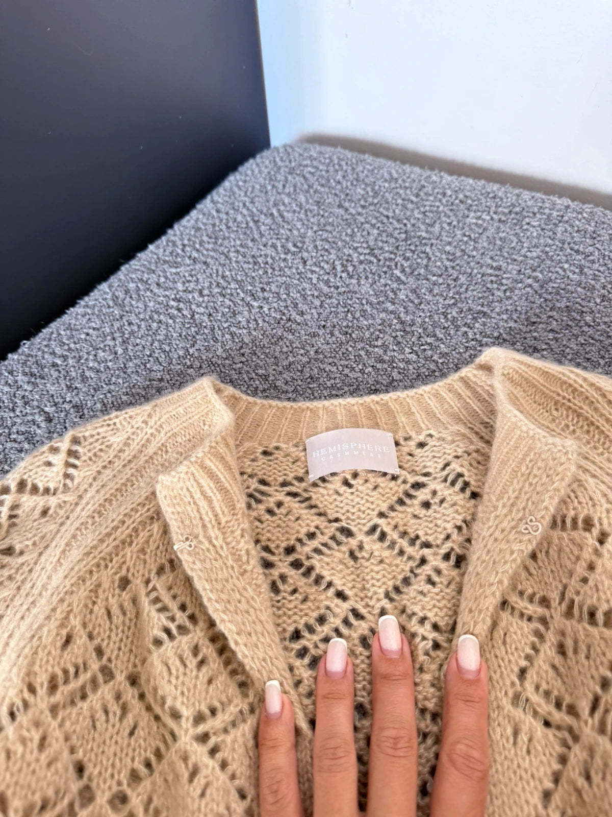Hemisphere beige cashmere cotton cardigan - view 3