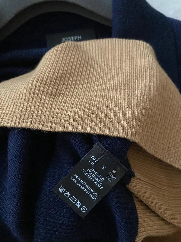 Joseph polo NL fine robs navy beige wool jumper - view 8