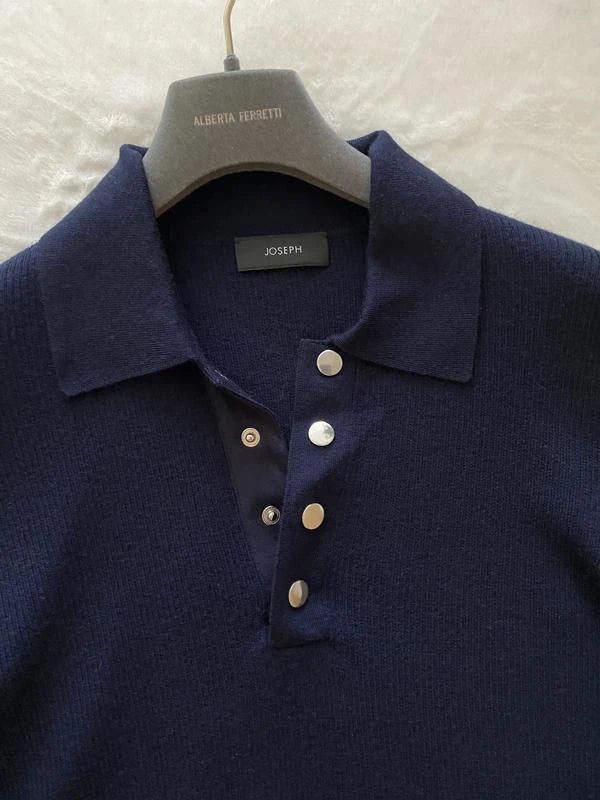 Joseph polo NL fine robs navy beige wool jumper - view 3