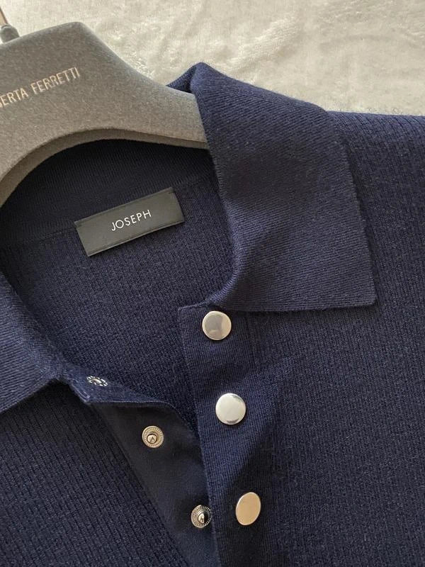 Joseph polo NL fine robs navy beige wool jumper - view 4