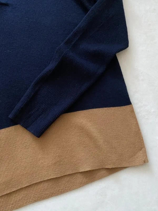 Joseph polo NL fine robs navy beige wool jumper - view 5