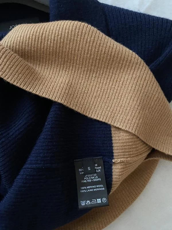 Joseph polo NL fine robs navy beige wool jumper - view 7