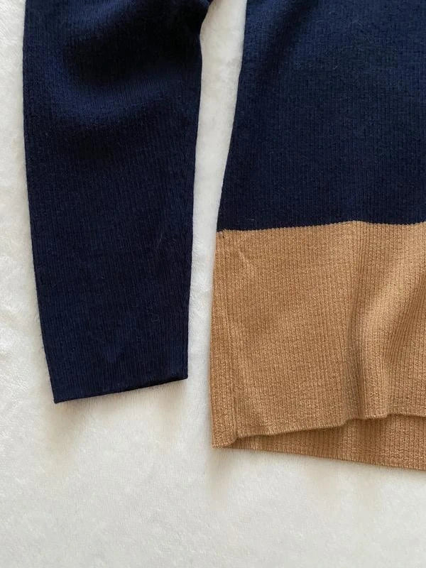 Joseph polo NL fine robs navy beige wool jumper - view 6