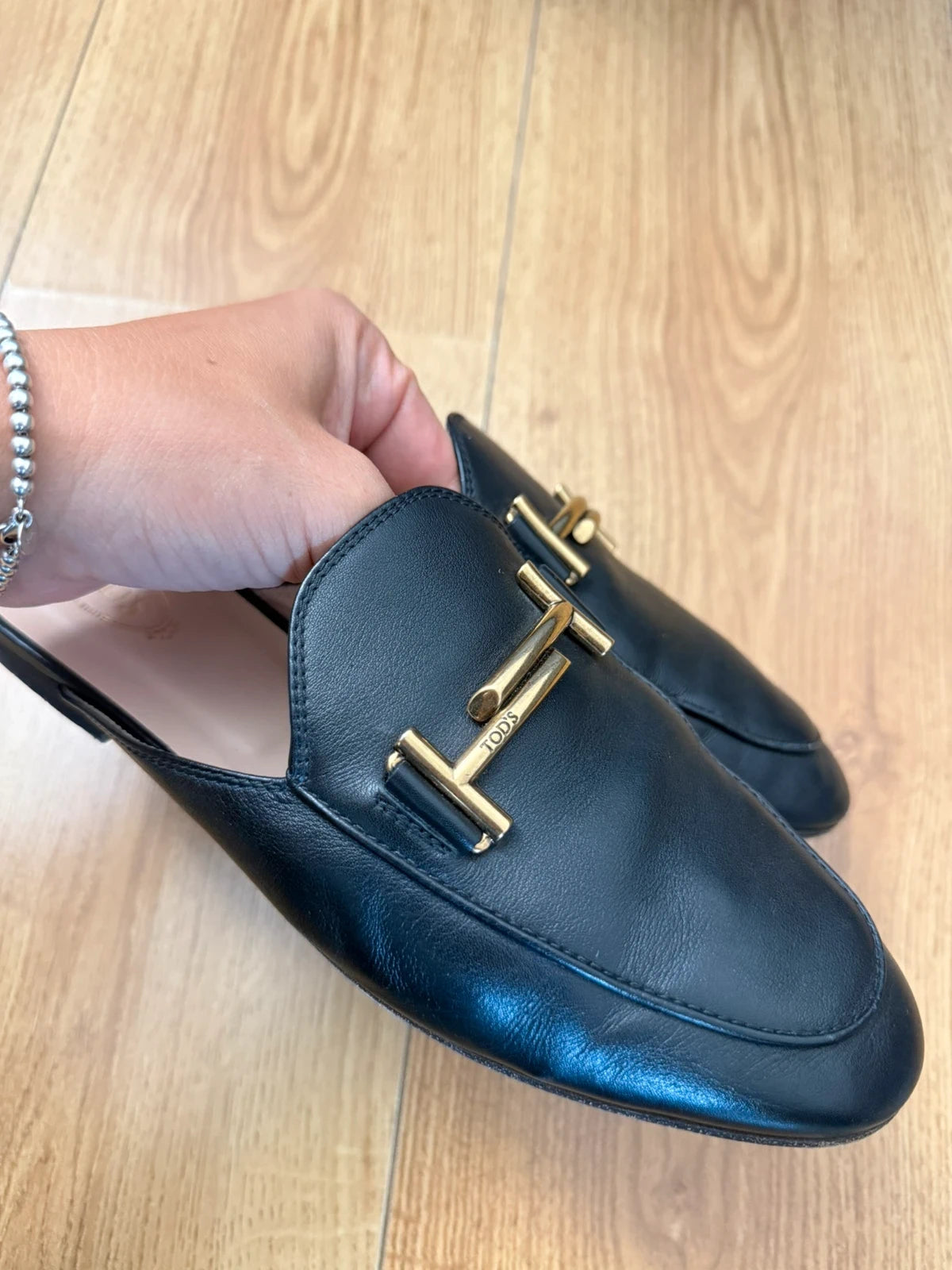 Tod's double T black leather mules - view 3