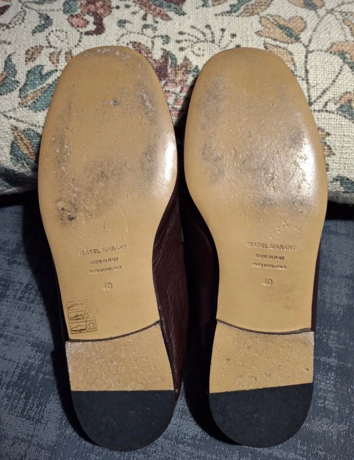 Isabel Marant burgundy brown leather moccasins - view 4