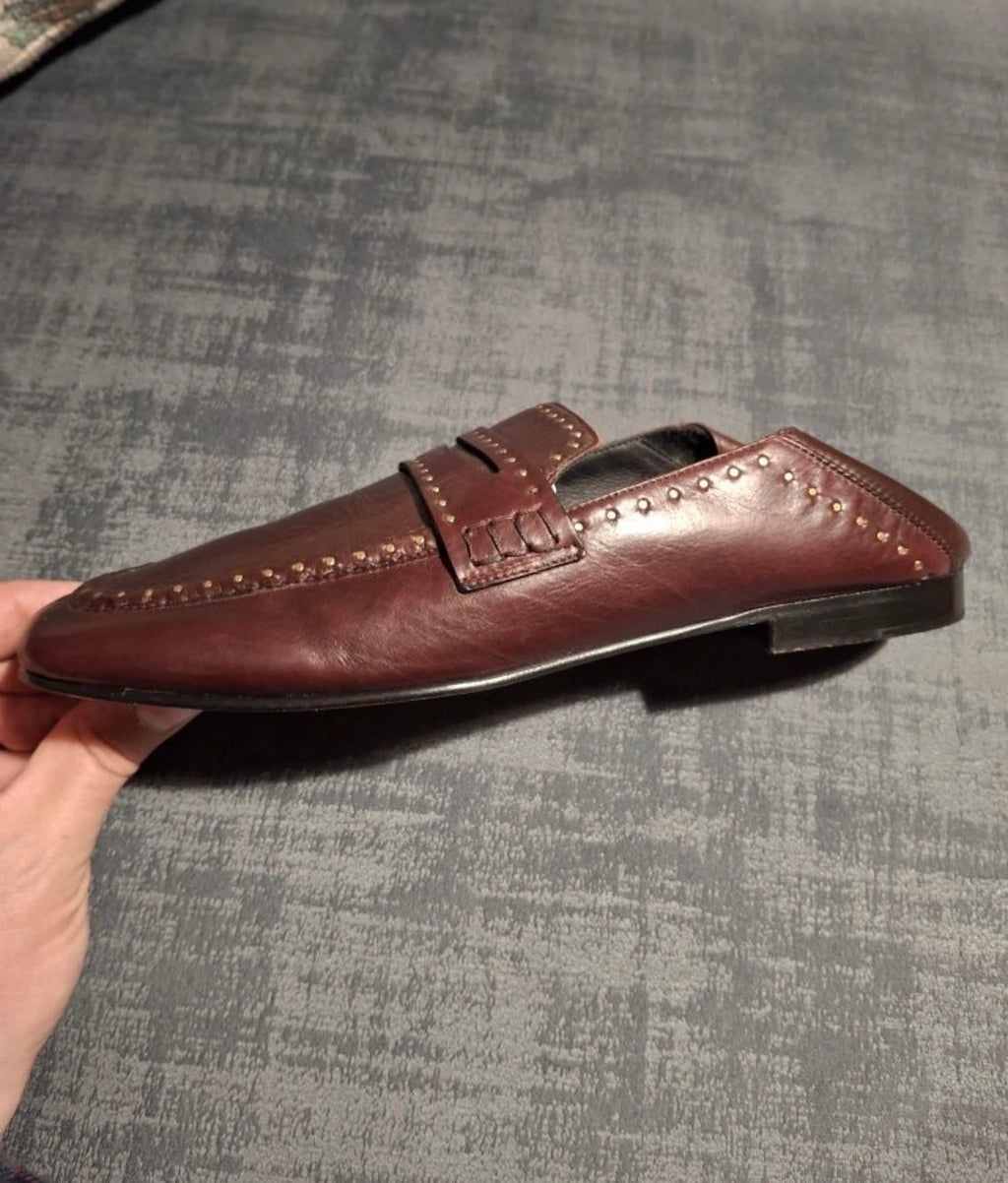 Isabel Marant burgundy brown leather moccasins - view 2