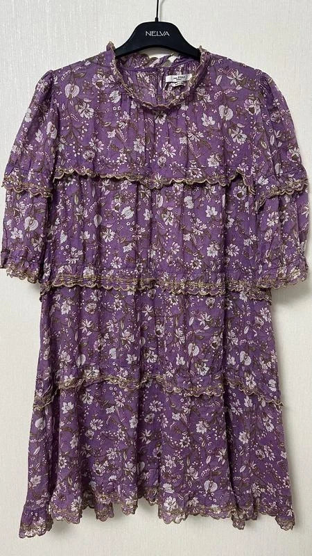 Isabel Marant cotton purple embroidered dress - view 2