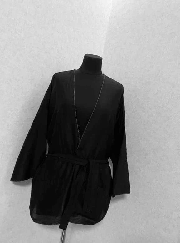 Mes Demoiselles black cotton silk kimono belted cardigan - view 4