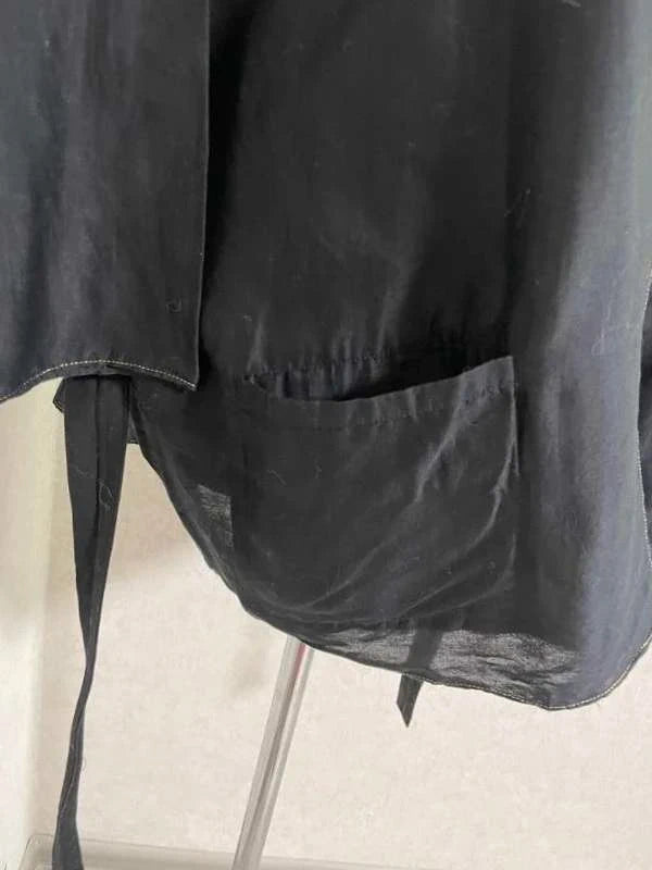 Mes Demoiselles black cotton silk kimono belted cardigan - view 2