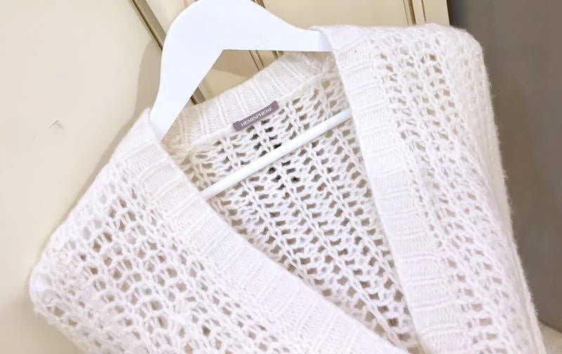 Hemisphere alpaca wool blend white light cardigan - view 7