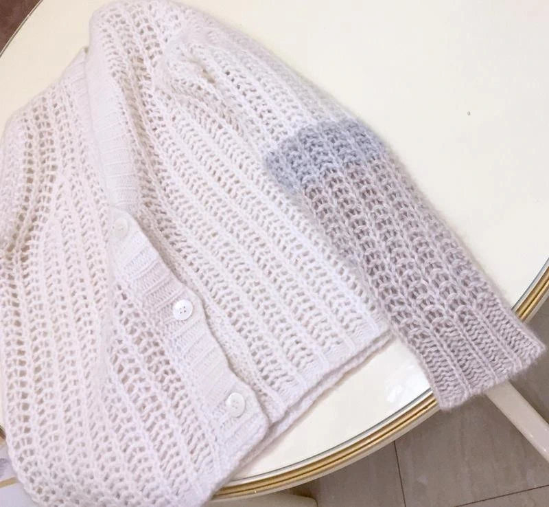 Hemisphere alpaca wool blend white light cardigan - view 3