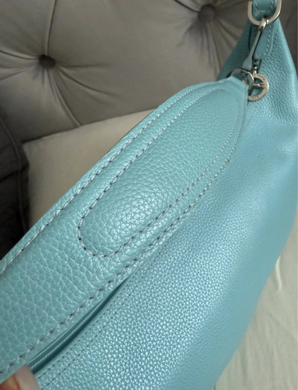 Longchamp vintage sky blue leather shoulder bag - view 5
