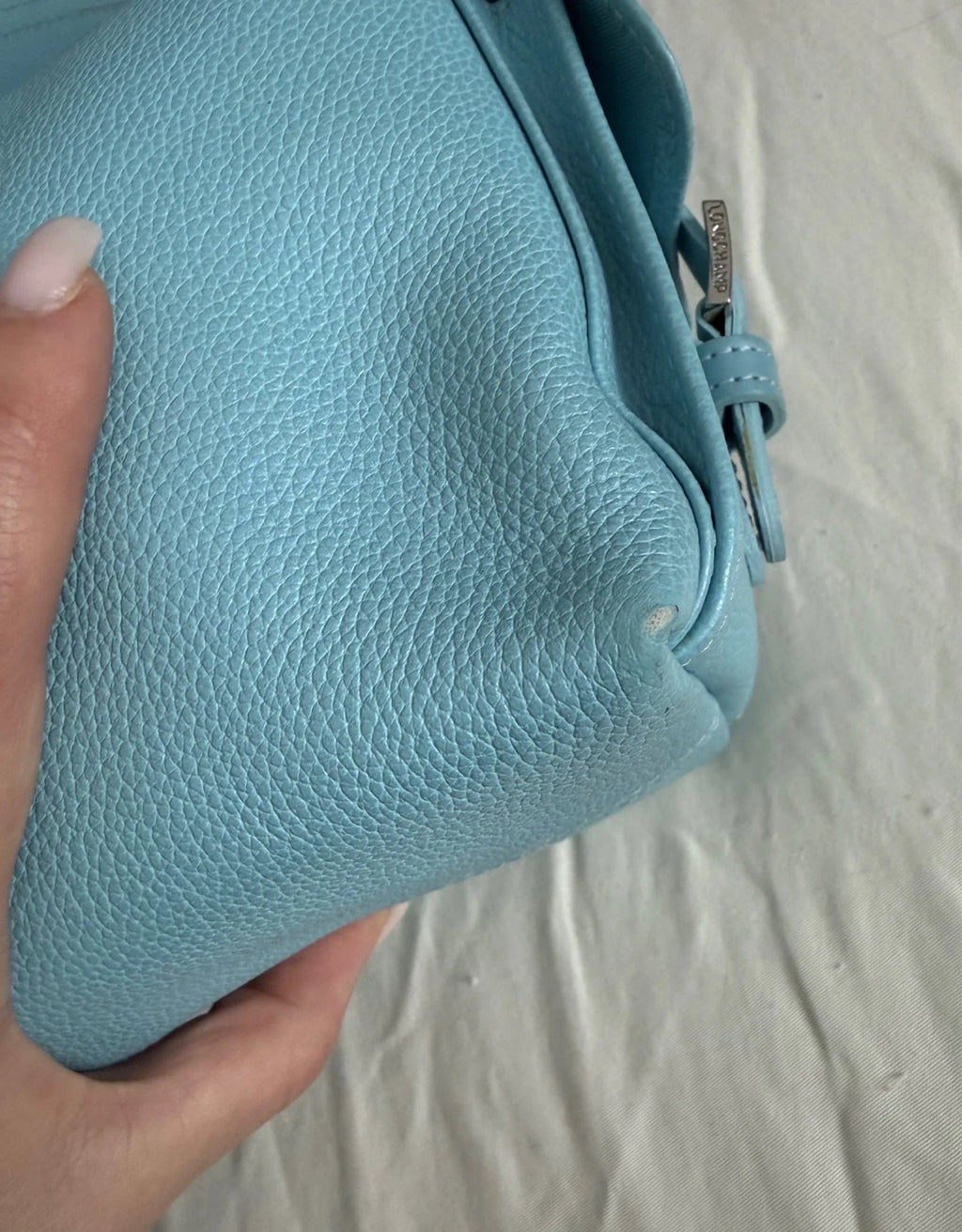 Longchamp vintage sky blue leather shoulder bag - view 7