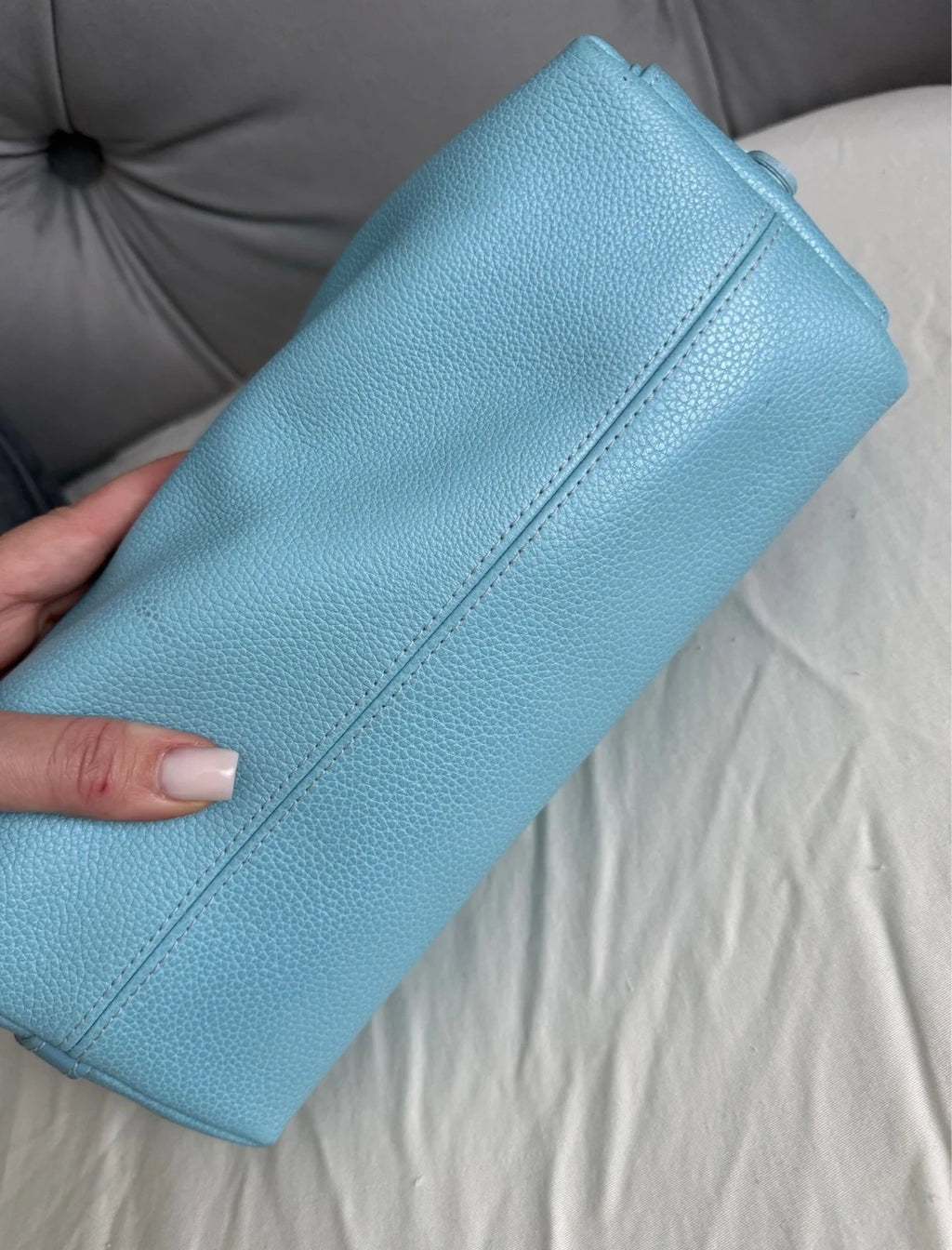 Longchamp vintage sky blue leather shoulder bag - view 8